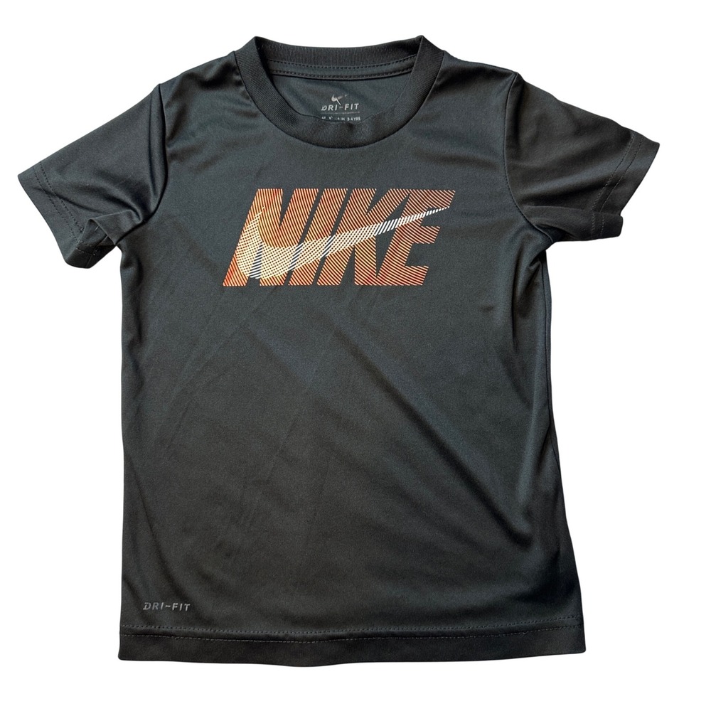 Nike T-Shirt Boys 4T Black Dri-FIT Graphic Logo Performance Short‎ Sleeve Tee